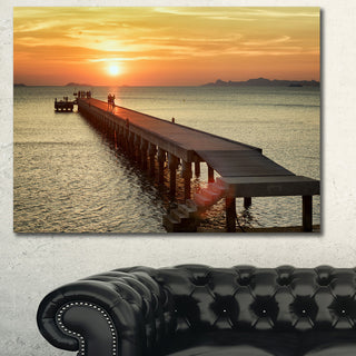 Boat Pier at Sunset, Bridge Canvas Art Print, 40"x30"