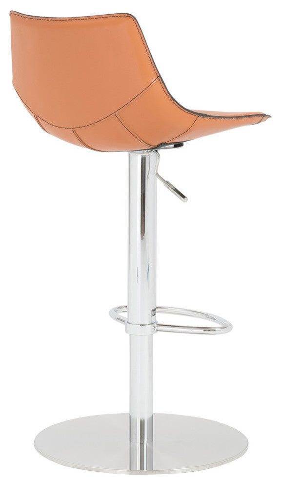 Rudy Bar and Counter Stool, Dark Caramel/Stainless Steel