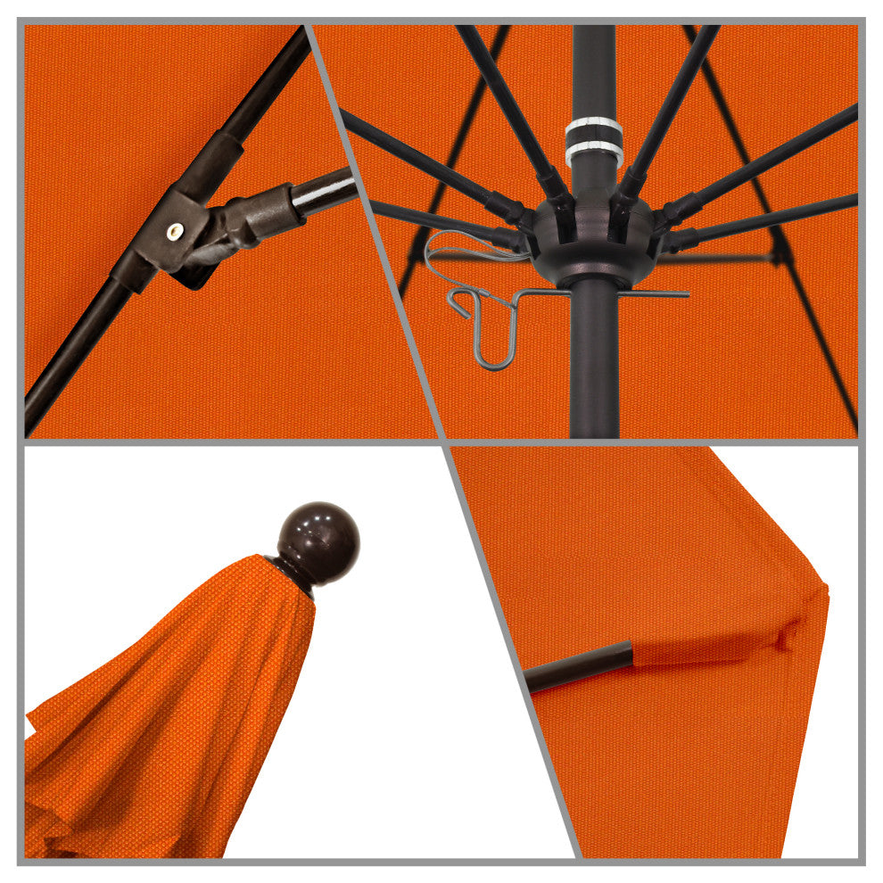 7.5' Bronze Push Lift Fiberglass Rib Aluminum Umbrella, Pacifica, Tuscan