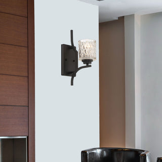 1- Light Dimmable Weathered Black Armed Sconce