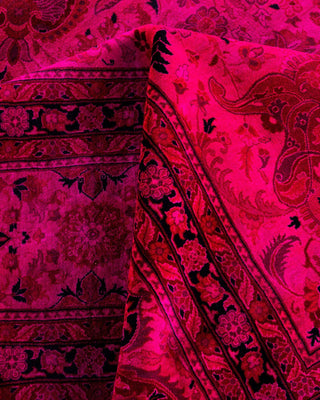 Overdyed, One-of-a-Kind Hand-Knotted Area Rug Pink, 12'1"x18'0"