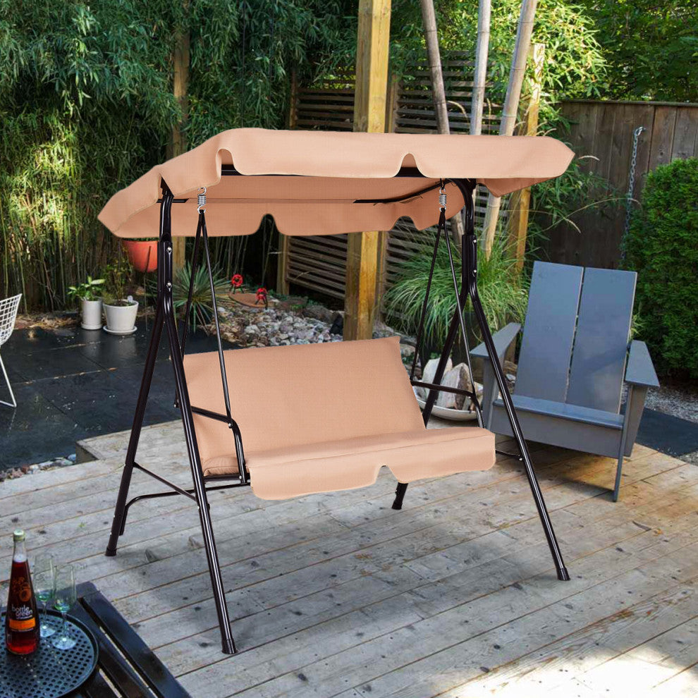 Costway Loveseat Patio Canopy Swing Hammock Cushioned Steel Frame Outdoor