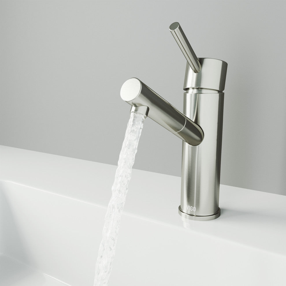 VIGO Noma 8" H Single Handle Single Hole Bathroom Faucet, Brushed Nickel