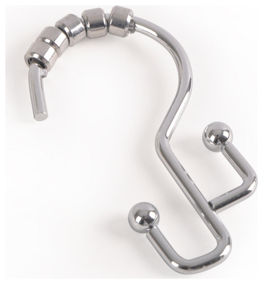 Utopia Alley Double Roller Shower Hook, Black, Chrome