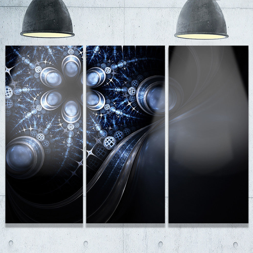 "Glittering Curvy Stylish Fractal Flower" Metal Wall Art, 3 Panels, 36"x28"