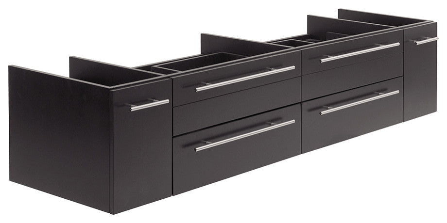 Lucera Wall Mount Double Vessel Sink Bathroom Cabinet, Espresso, 72"