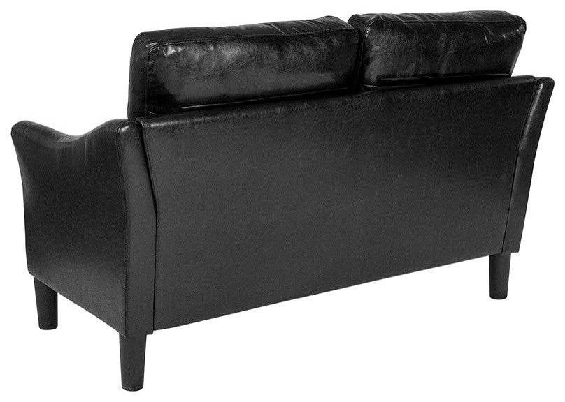 Asti Upholstered Loveseat, Black Leather