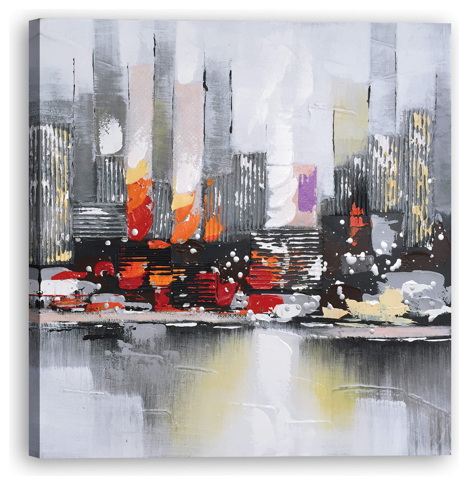 Hand Painted Abstract City View Wall Decor Artwork II