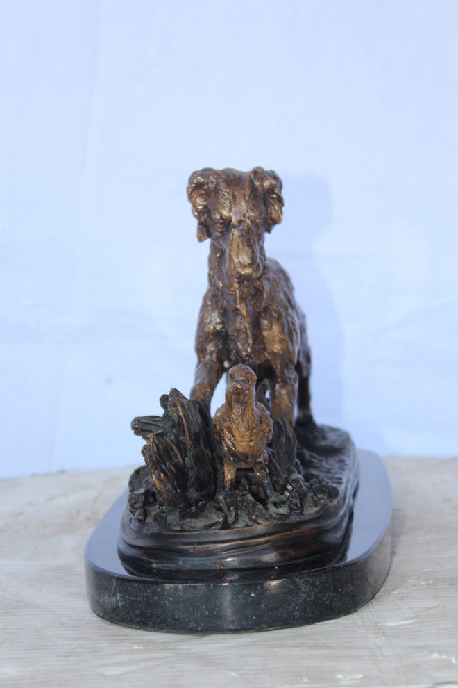 Golden retriever enjoying the outdoors bronze statue -  Size: 16"L x 7"W x 9"H