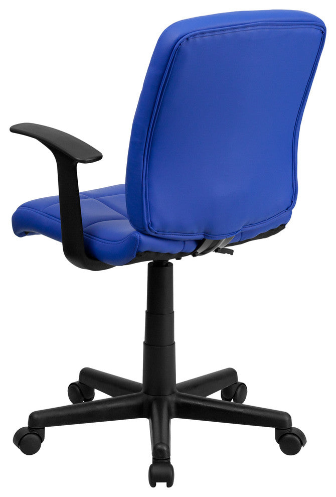 Flash Furniture Mid Back Quilted Office Swivel Chair with Arms in Blue