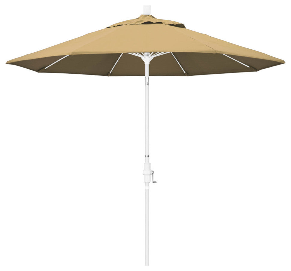 9' Matted White Collar Tilt Lift Fiberglass Rib Aluminum Umbrella, Olefin, Champagne