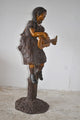 Girl on a Tree Playing the Ukulele With a Parrot Bronze Statue 25" x 23" x 50"