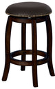 Chelsea Counter Height Stool With Swivel, Black Leather & Espresso