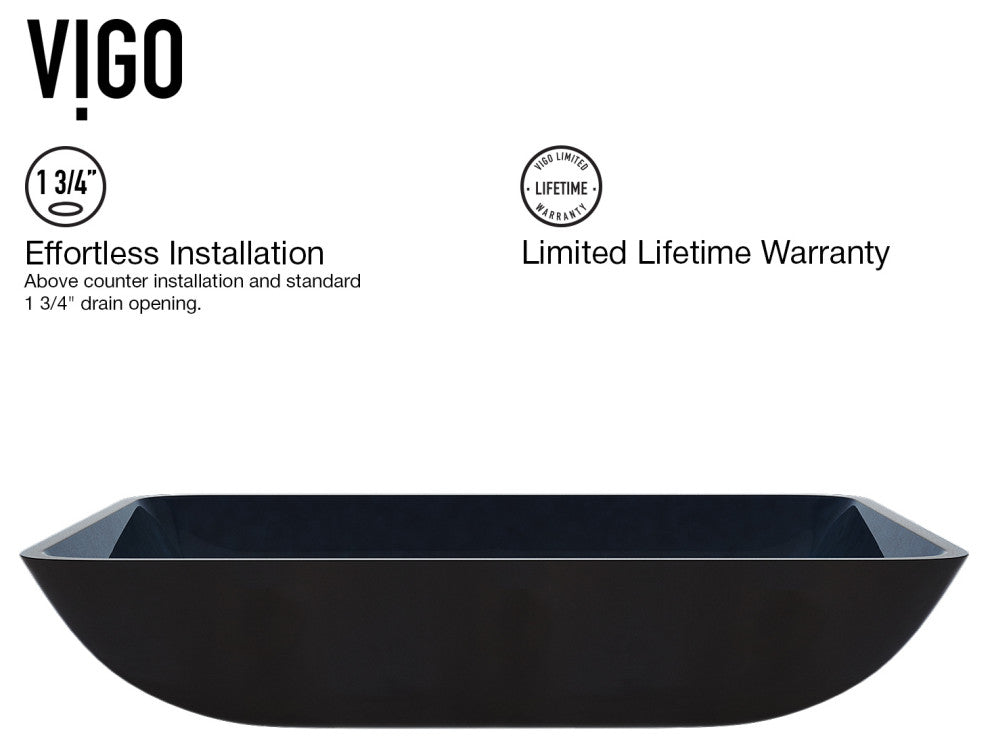 Donatello 18"L x 13"W Glass Vessel Sink and Niko 11"H Faucet Set