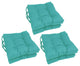 16" Polyester Solid Outdoor Square Tufted Chair Cushions, Set of 6, Aqua Blue