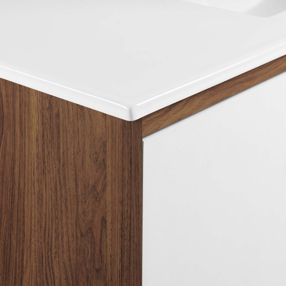 Transmit 48" Wall-Mount Bathroom Vanity, Walnut White
