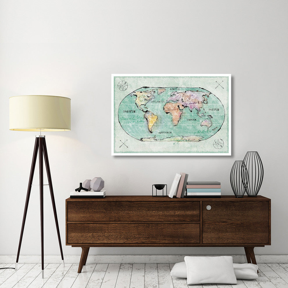 "Mapped Shorelines I Blue" Digital Paper Print by Sue Schlabach, 50"x34"