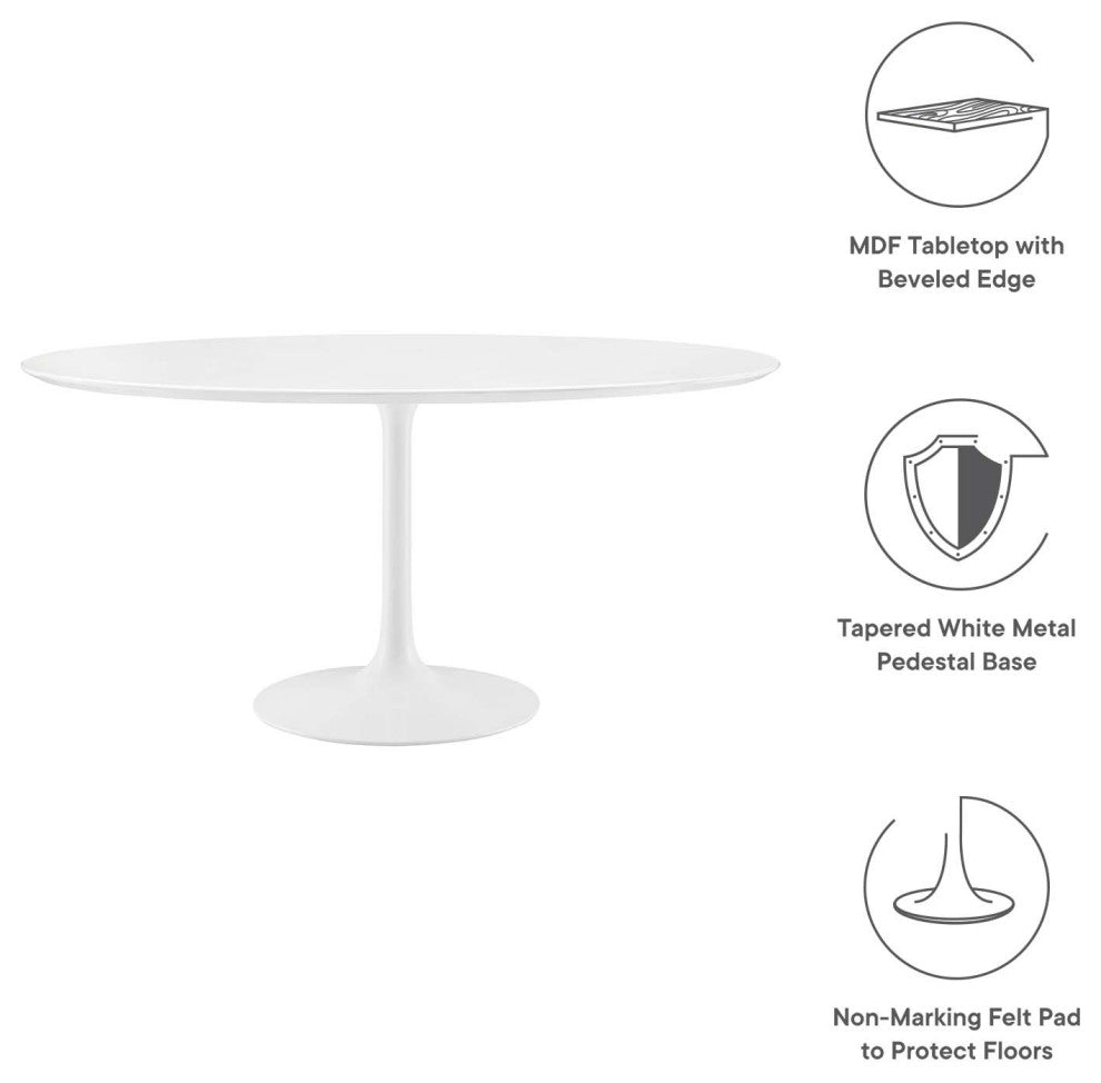 Lippa Round Wood Top Dining Table, White, 60"