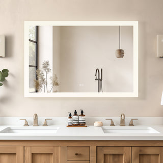 Beijing Rectangular Frameless LED Wall Bath Vanity Mirror, Acrylic, 48"w X 32"h