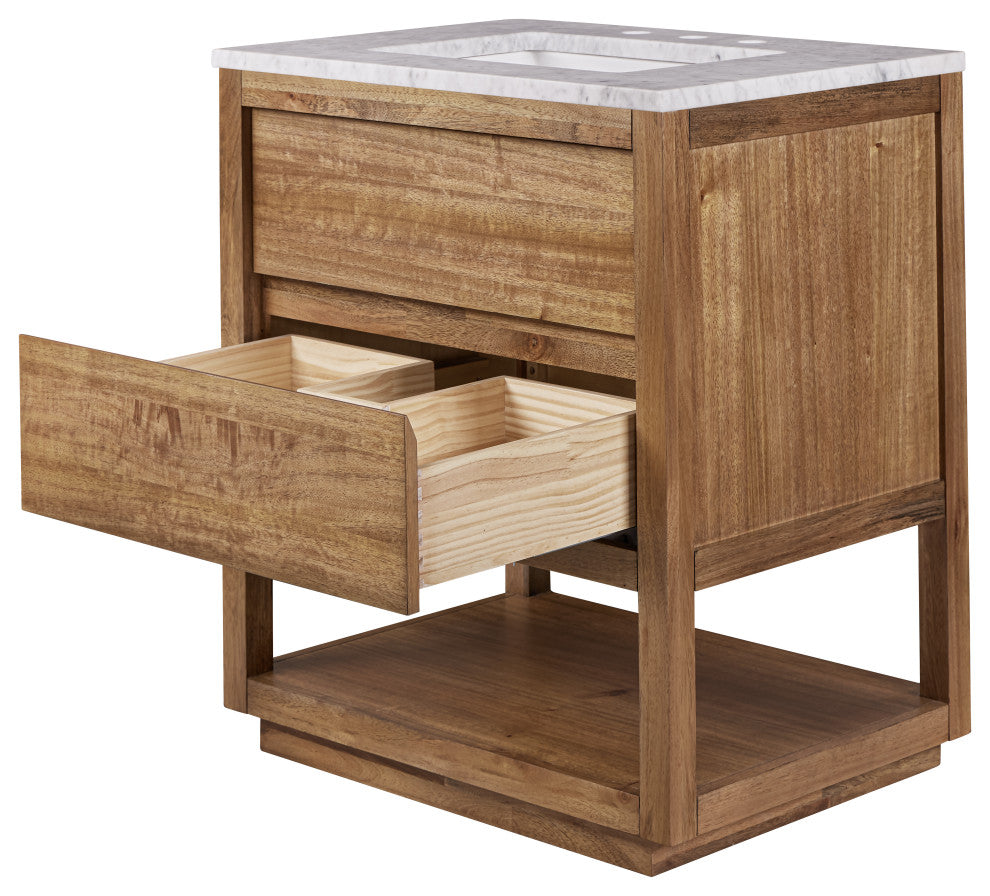 Oakman Marble Top Vanity in Mango Wood, 30
