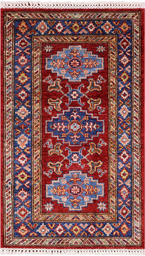 1' 11" X 3' 3" Super Kazak Handmade Wool Rug - Q12984