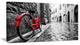 "Retro Vintage Red Bike" Cityscape Canvas Photo Print, 1 Panel, 60"x28"