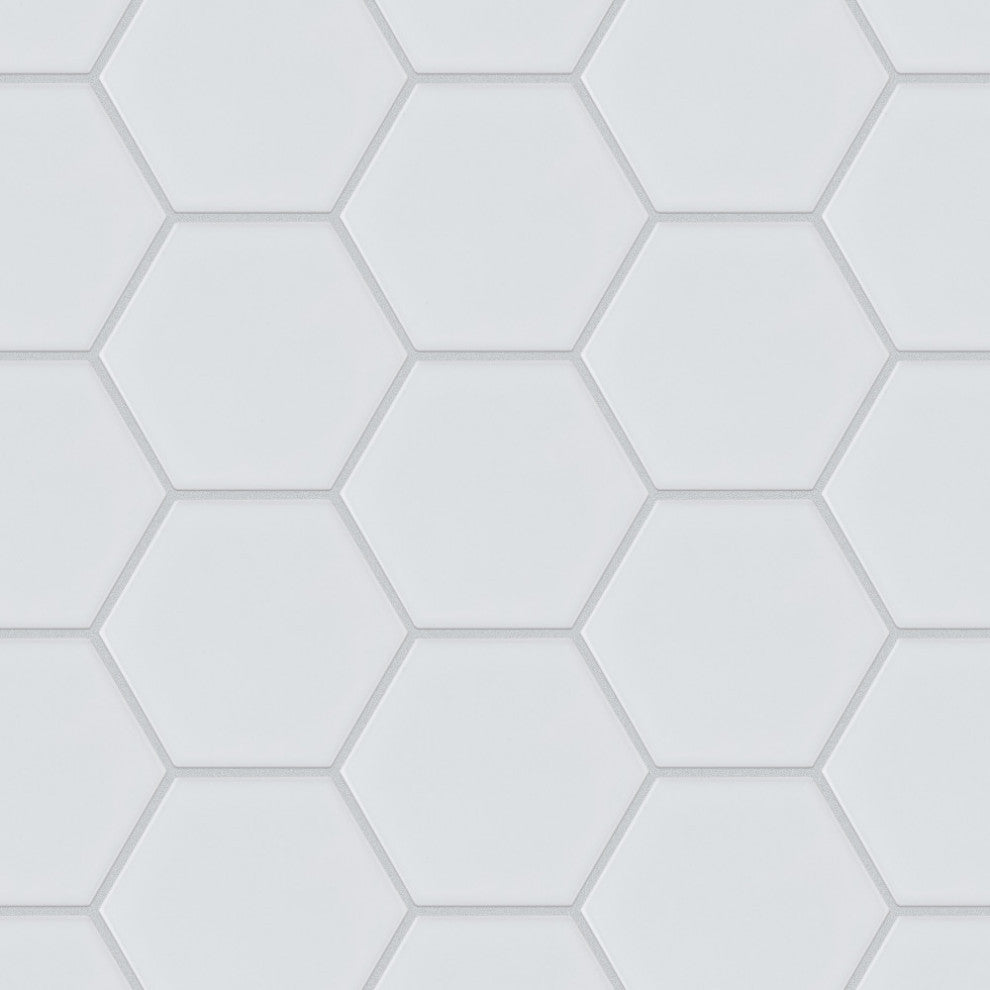Metro Super 4" Hex Glossy White Porcelain Floor and Wall Tile