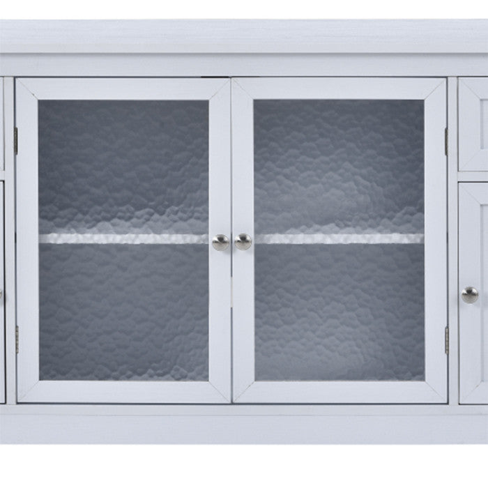 65 inch TV stand with 4 doors adjustable panels cabinet with white finish
