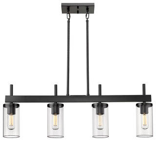 Winslett Linear Pendant, Matte Black With Ribbed Clear Glass