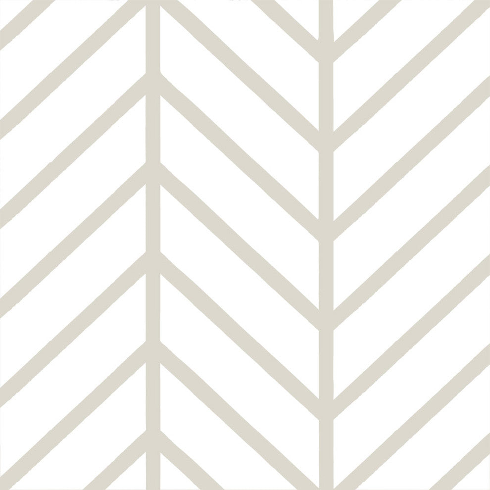 Herringbone Line Peel and Stick Vinyl Wallpaper , Beige, 24"w X 60"h