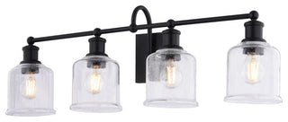 Northbrook 16" 2-Light Traditional Black Bathroom Vanity Fixture, Glass Shade, 4-Light