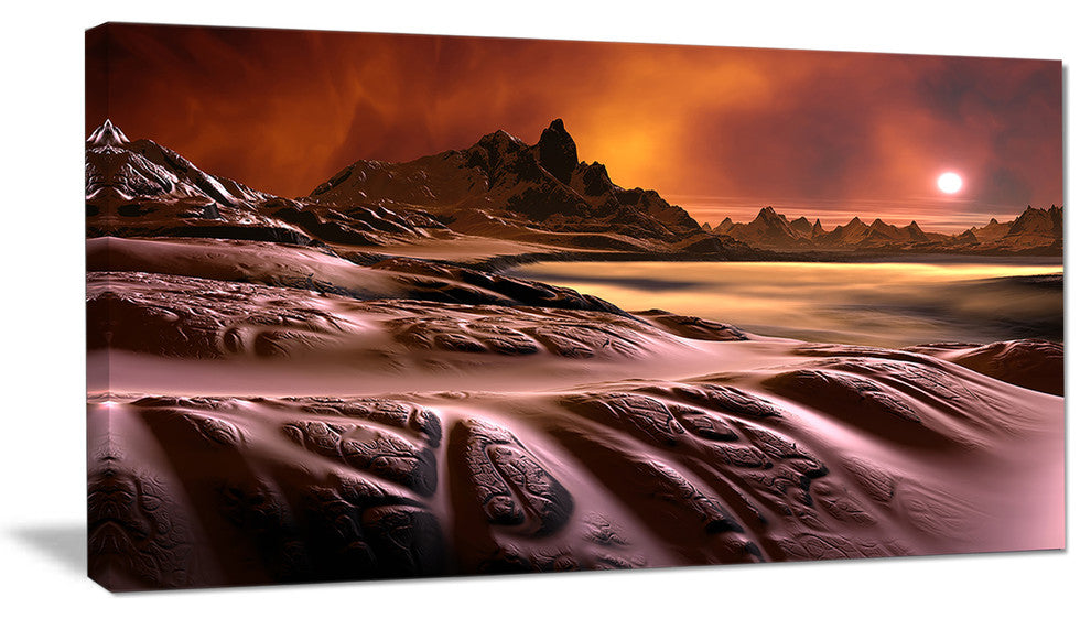 3D Rendered Alien Planet, Large landscape Canvas Art Print, 60"x28"