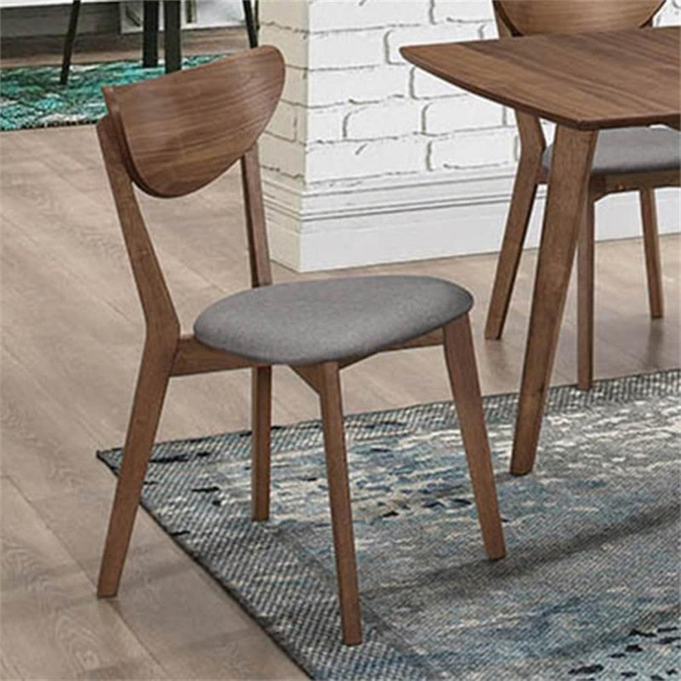 Pemberly Row Dining Side Chair in Natural Walnut and Gray