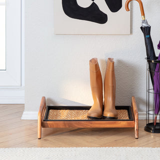 Single-Tier Natural Stand With 2-Pair Rubber Boot Tray Mersey