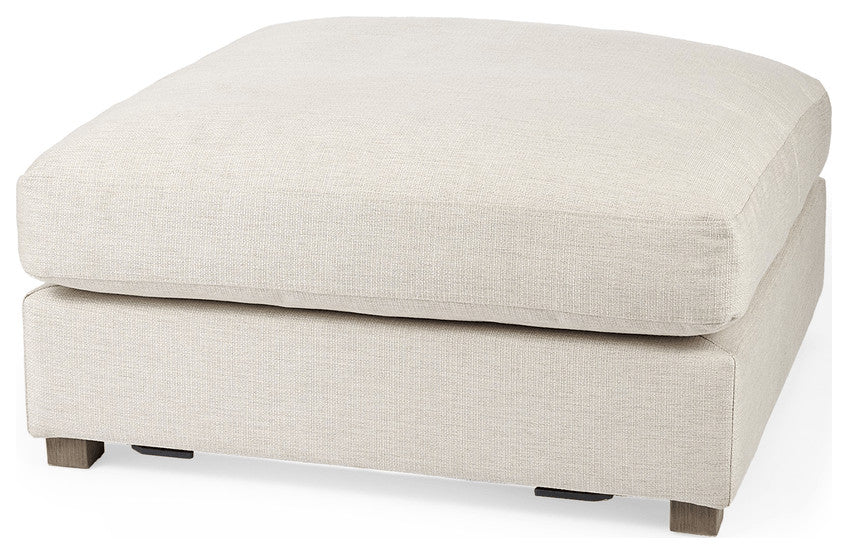 39" Beige Polyester And Brown Cocktail Ottoman