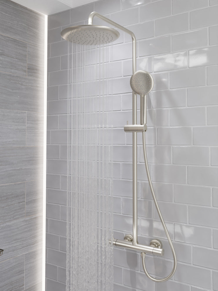 Heavy Rainfall Stainless Steel Shower Bar with Hand Sprayer, Brushed Nickel