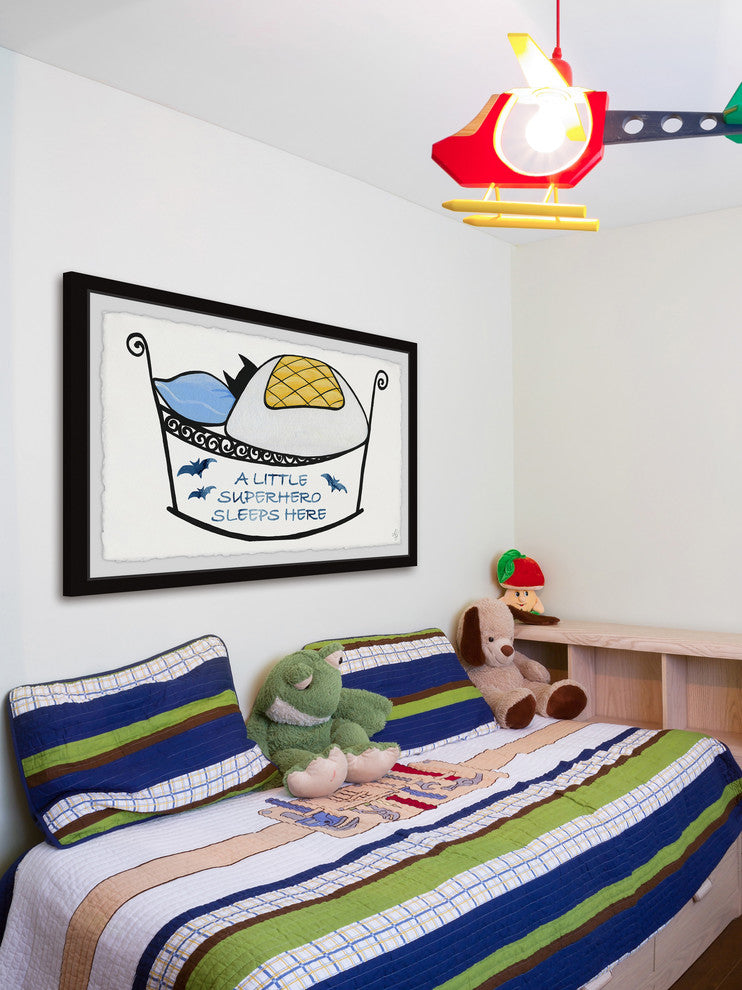 "Superhero Bed" Framed Painting Print, 45"x30"
