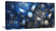 Crystal Cell Dark Blue Steel Texture, Oversized Abstract Canvas Art Print, 60x28