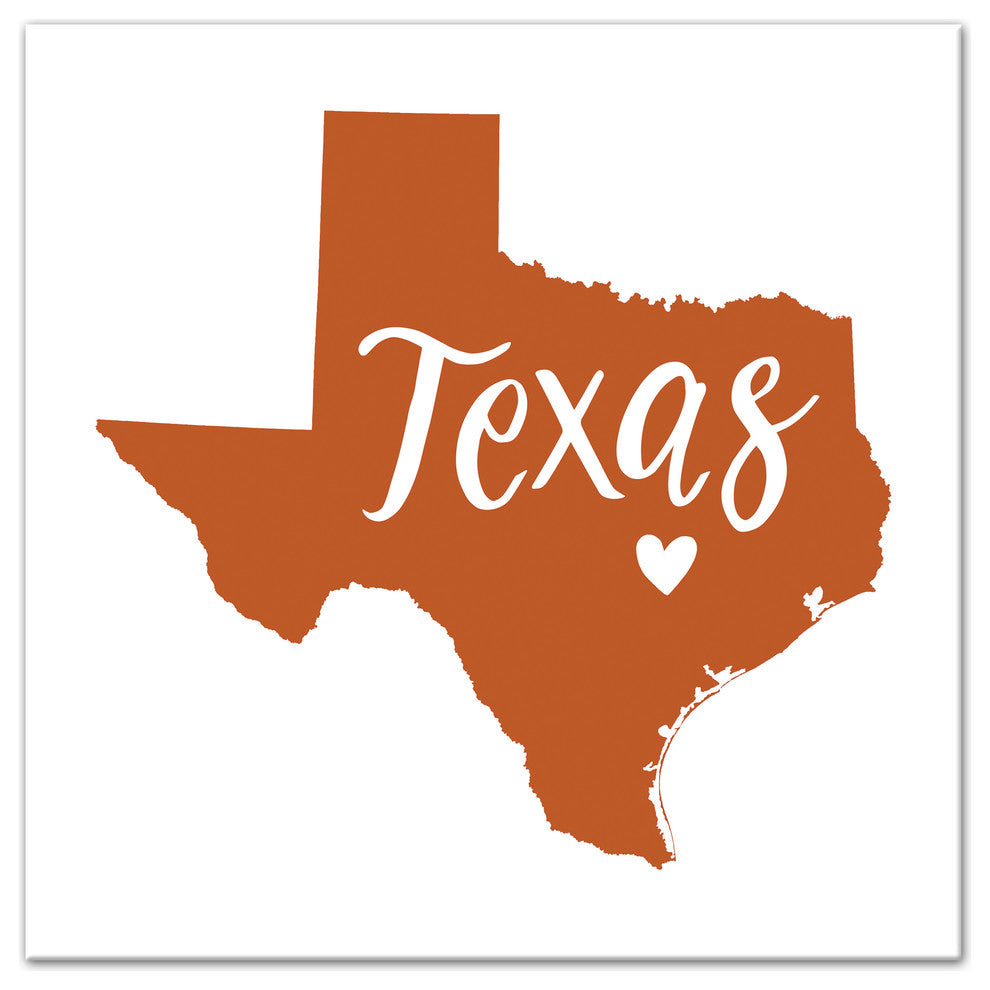 Orange and White Texas Pride 16x16 Canvas Wall Art