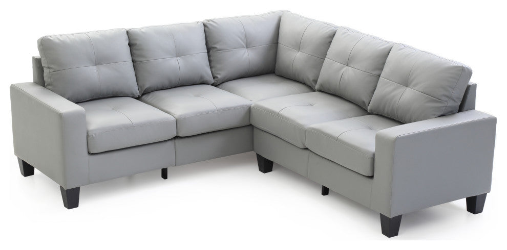 Kidd Sectional, Gray Faux Leather