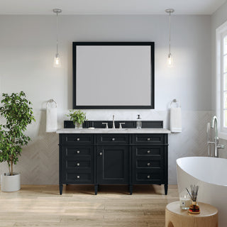 Brittany 60" Single Vanity, Black Onyx, Victorian Silver Quartz
