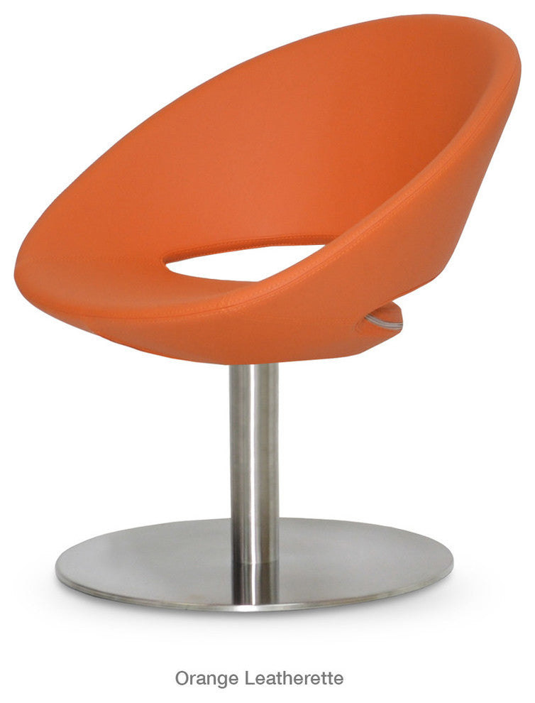 Crescent Round Lounge Chair, Stainless Steel Base, Gold Velvet