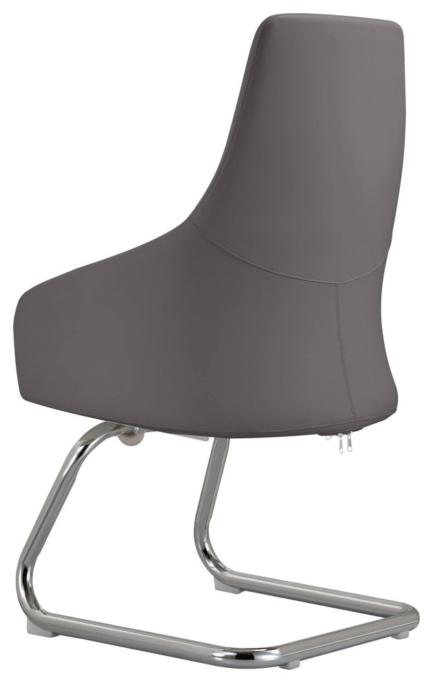LeisureMod Celeste Leather Conference Office Chair With and Armrest, Gray