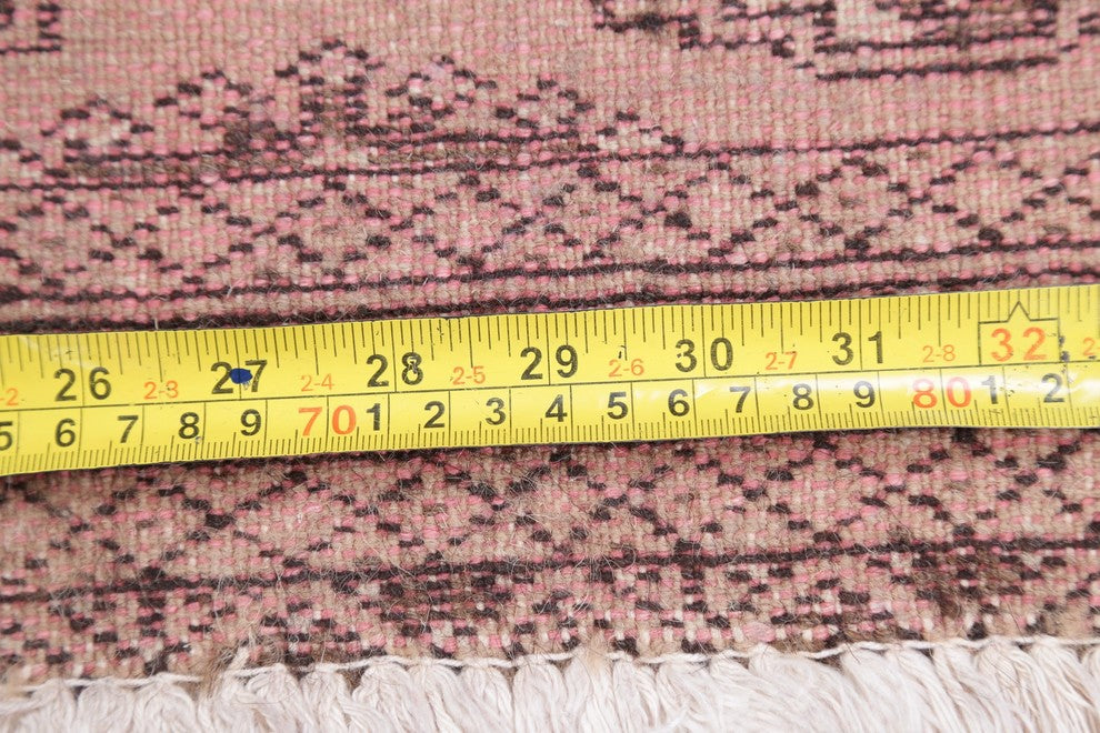 Consigned, Vintage Geometric Persian Handmade Oriental Rug, Brown, 2'1"X4'2"