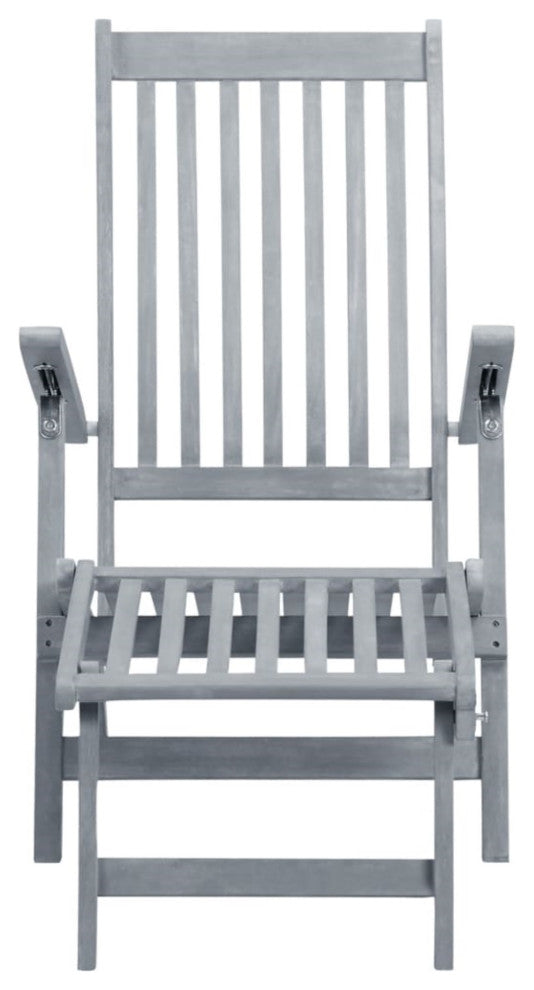 Vidaxl Outdoor Deck Chair With Footrest And Cushion Solid Acacia Wood