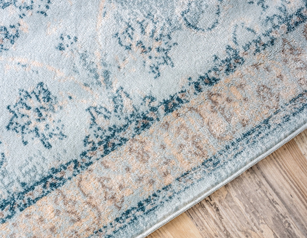 Unique Loom Light Blue Hickory Paris 2' 7 x 6' 0 Runner Rug