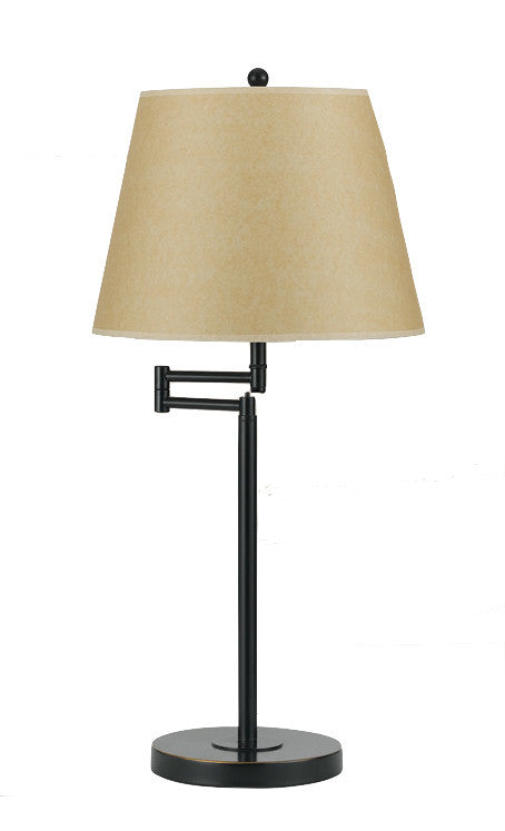 150W 3 Way Andros Metal Swing Arm Table, Dark Bronze Finish, Light Tan