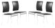 Set of Four Black Faux Leather and Steel Modern Basket Weave Dining Chairs