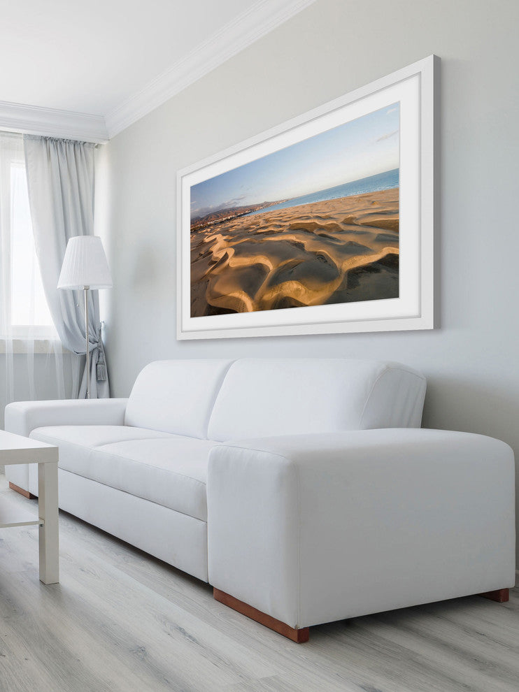 "Waves In The Sand" Framed Print by Karolis Janulis