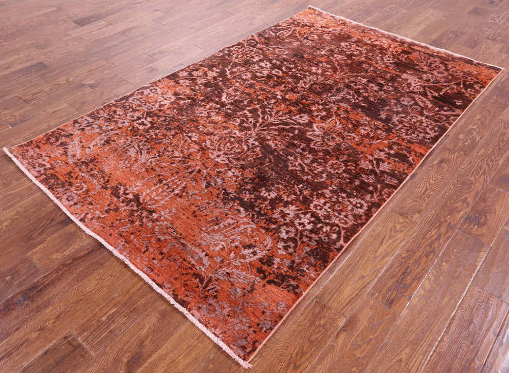 Modern Hand-Knotted Wool & Silk Rug 4' 9" X 7' 8" - Q12737
